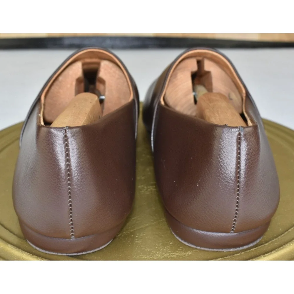Vermont Country Store Men House Slippers Size 13 Brown Leather Slip On Indoor